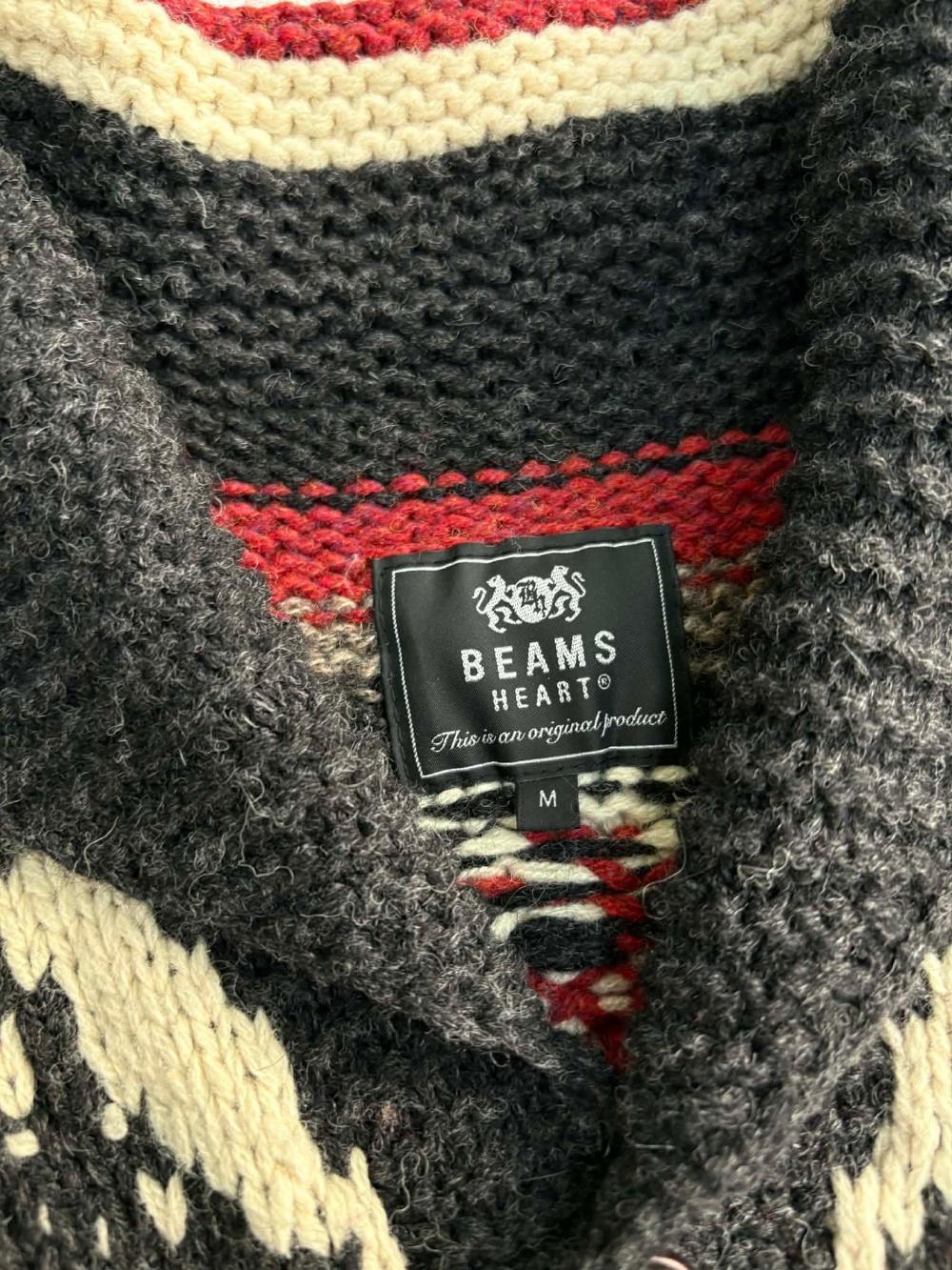 [M] Beams Heart Nordic wool Knit Sweater Cardigan 5