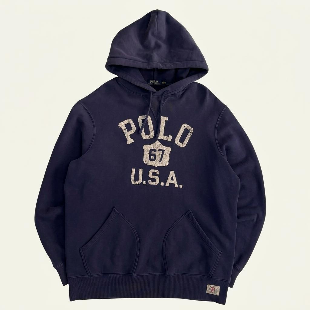 [L] Polo Ralph Lauren USA Navy Printed Sweatshirt 1
