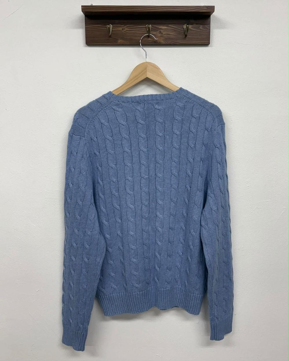 [L] Polo Ralph Lauren Sky Blue Cable Cotton Knit 3