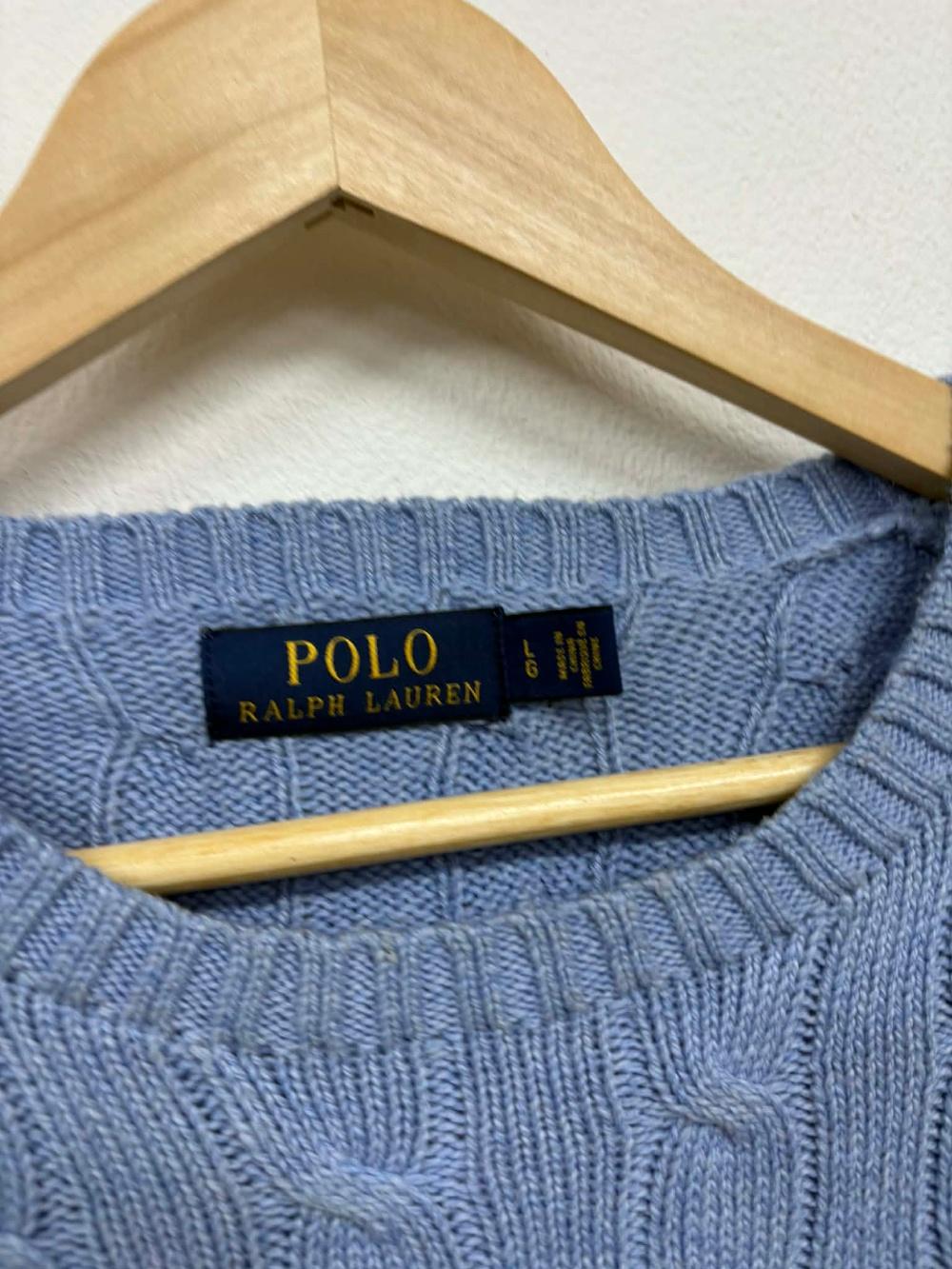 [L] Polo Ralph Lauren Sky Blue Cable Cotton Knit 4