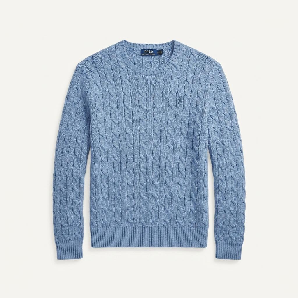 [L] Polo Ralph Lauren Sky Blue Cable Cotton Knit 1
