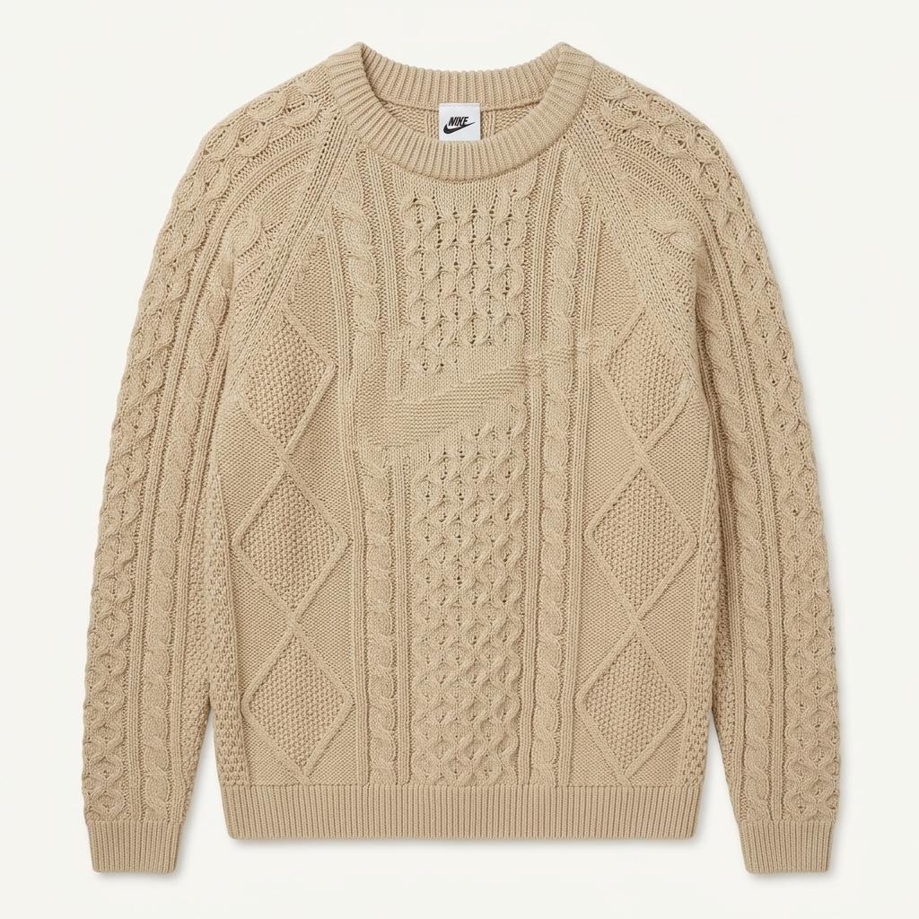 [XL] Nike Big Swoosh Cable Crewneck Knit Sweater 1