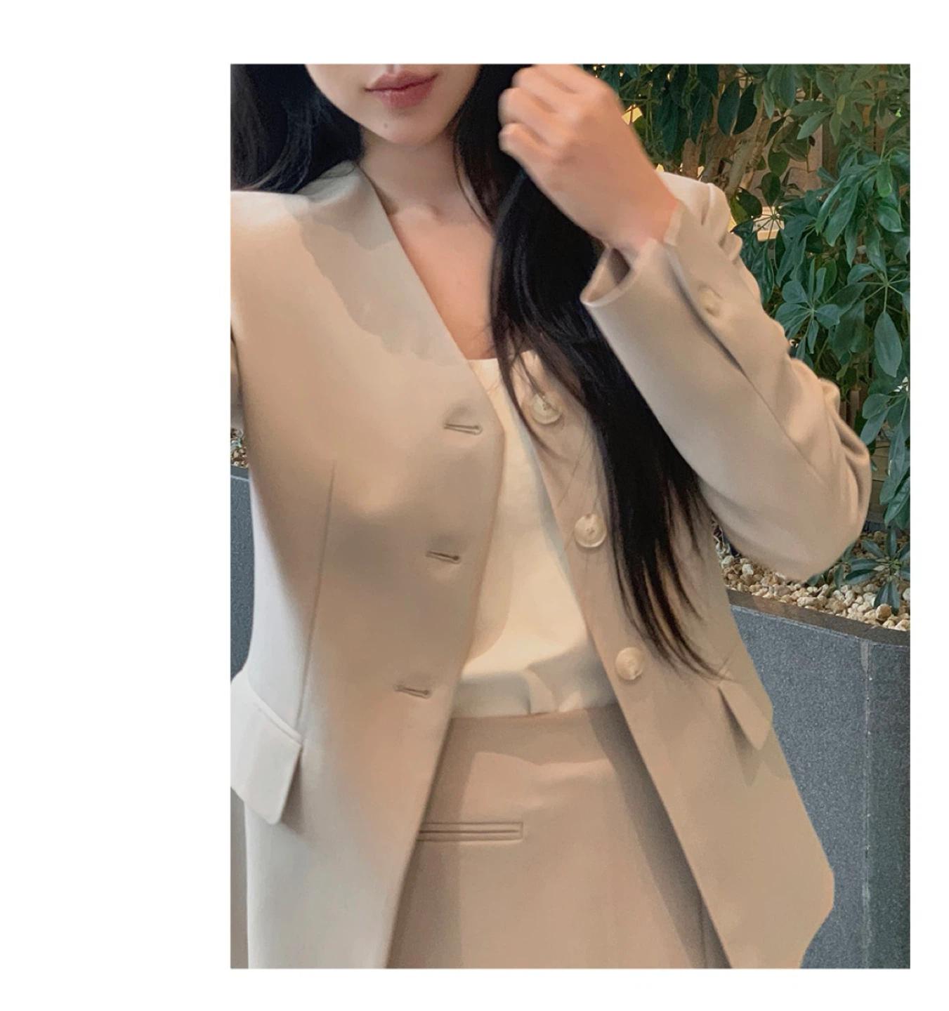 [LOVB] 핫핑 자체제작 백슬릿 슬림핏 노카라 브이넥 라인자켓 4