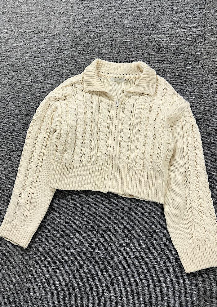 crop knit zip-up (L) 2