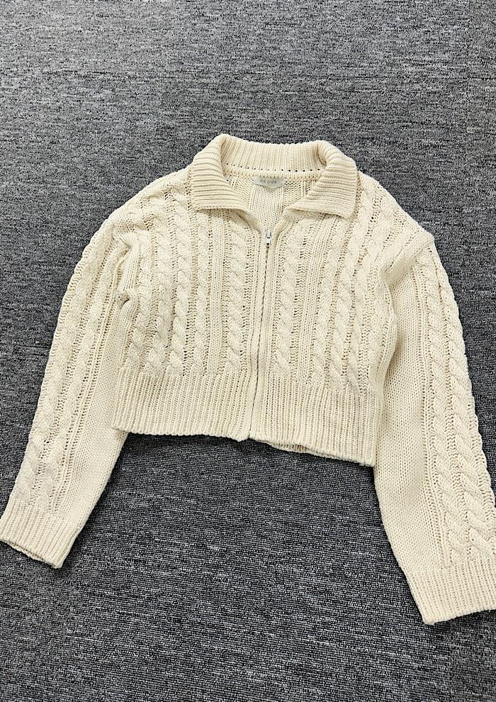 crop knit zip-up (L) 3