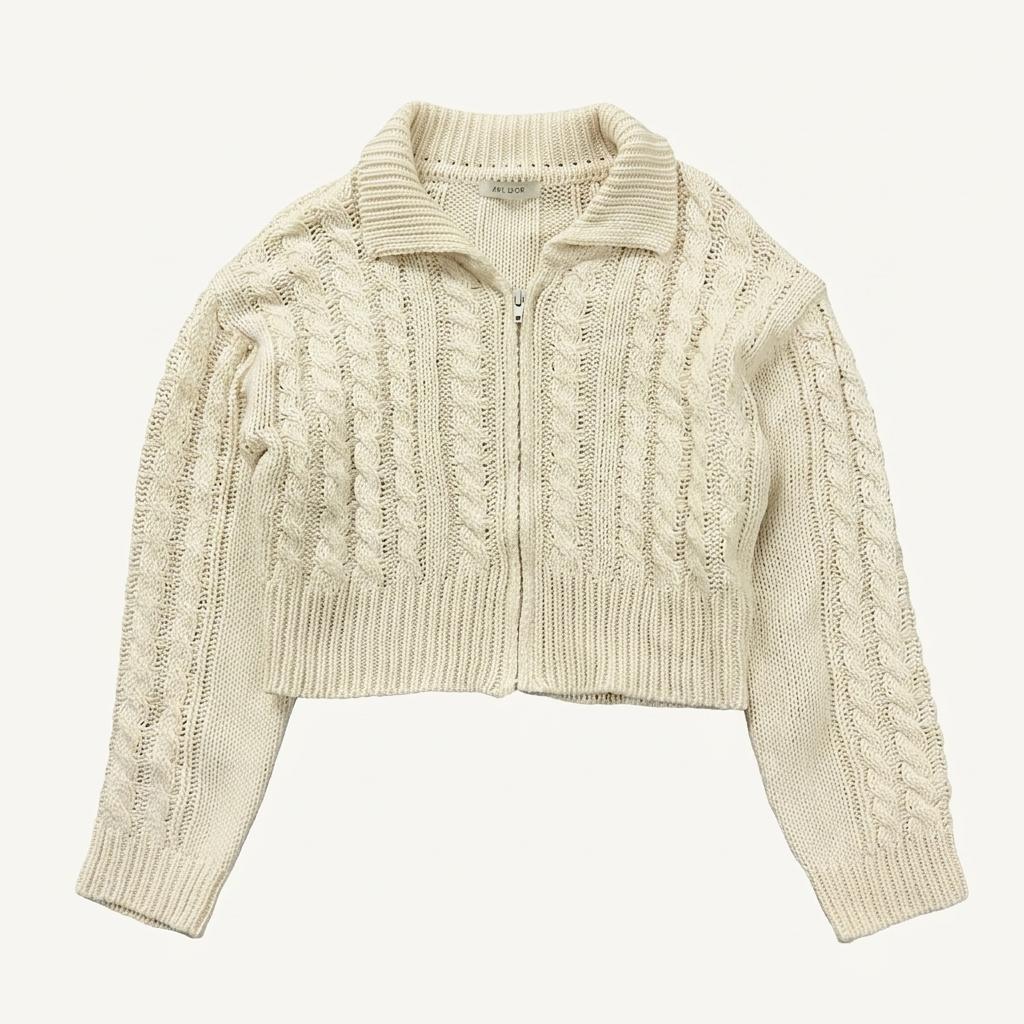 crop knit zip-up (L) 1