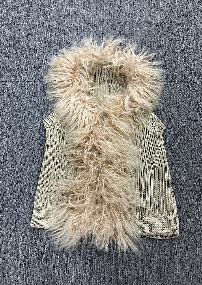 vintage fur vest (M) 3