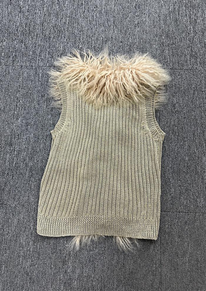 vintage fur vest (M) 7