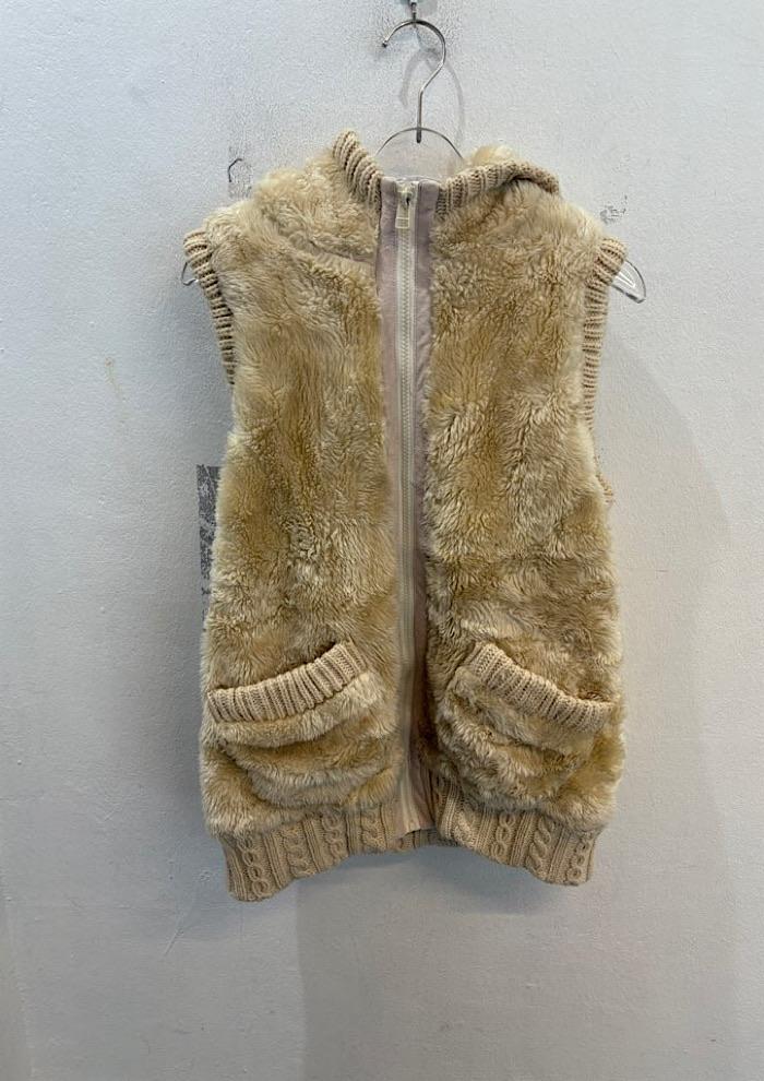 vintage fur zip-up (M) 4