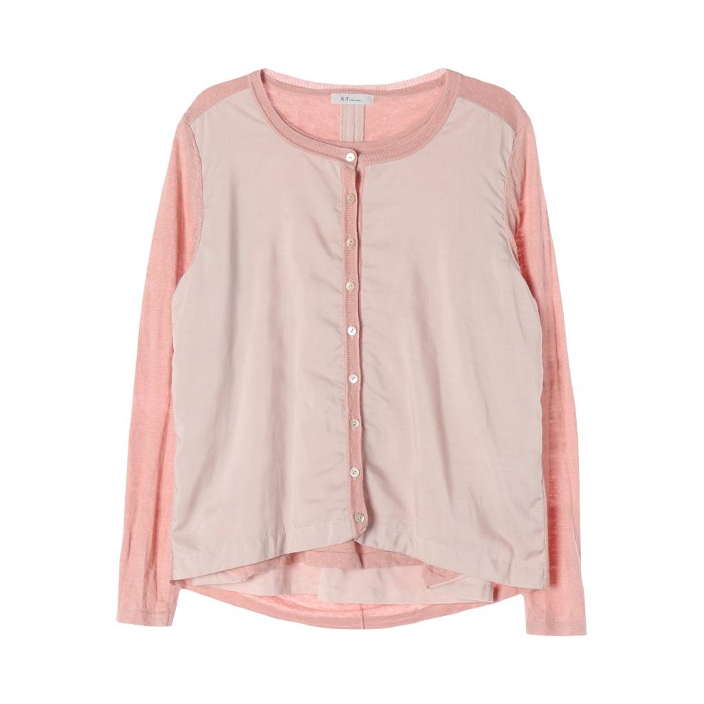JAPAN (WOMEN - S) [SET] 린넨 폴리 배색 가디건 & 긴팔 니트 탑 6