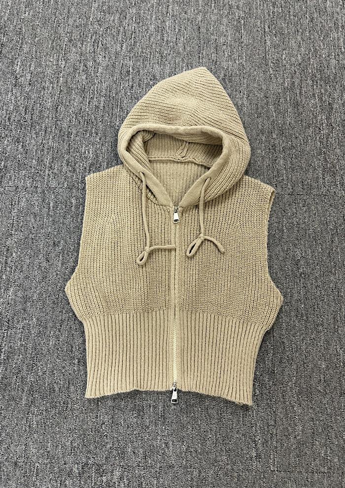 knit hood zip-up 2
