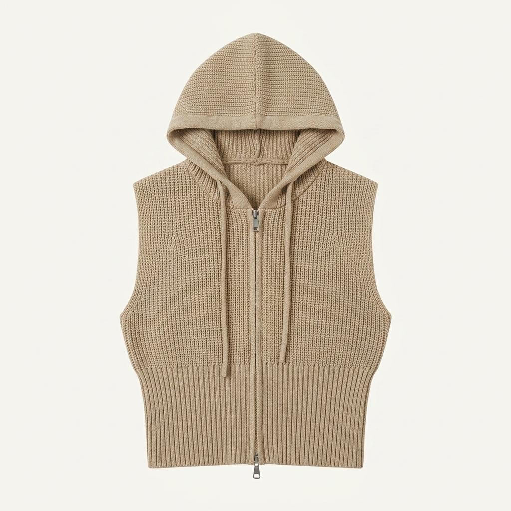 knit hood zip-up 1
