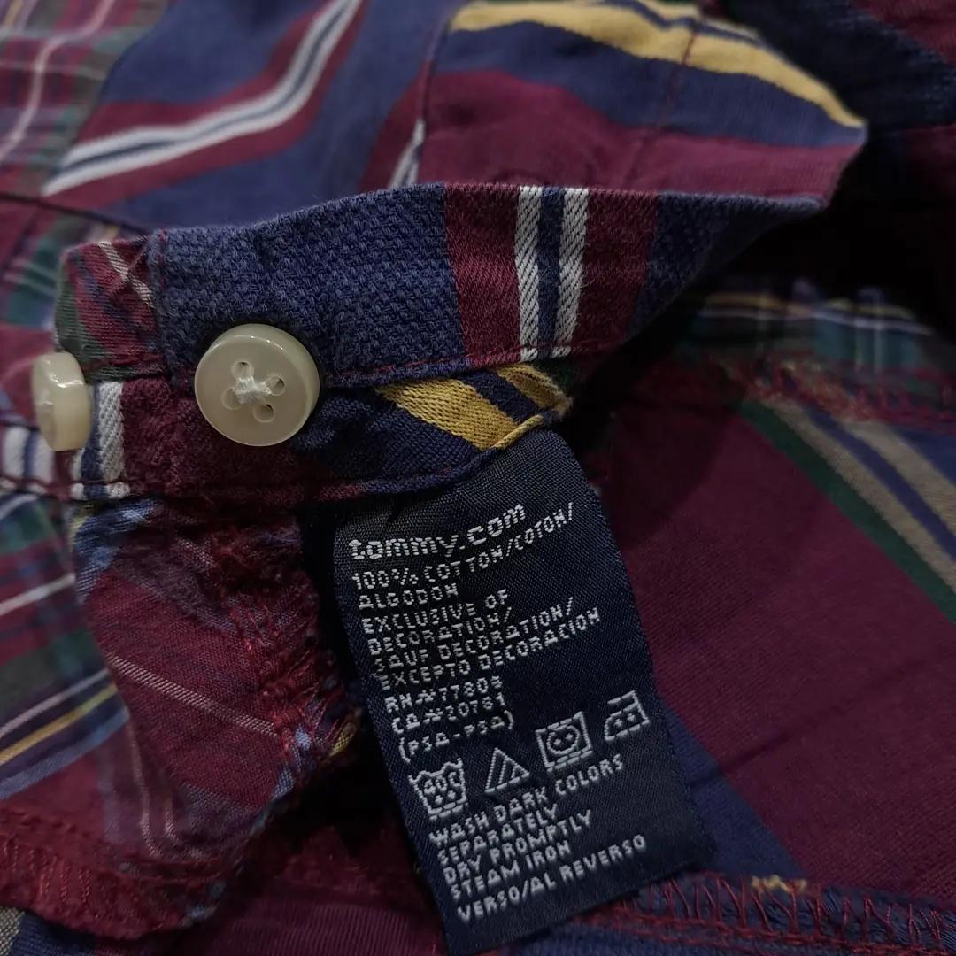 CK041 L 타미힐피거 90s 버건디 네이비 패치워크 셔츠 남방 6