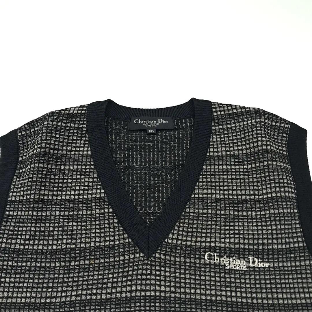 CK029 XL 디올 90s 브이넥 블랙 니트조끼 베스트 3