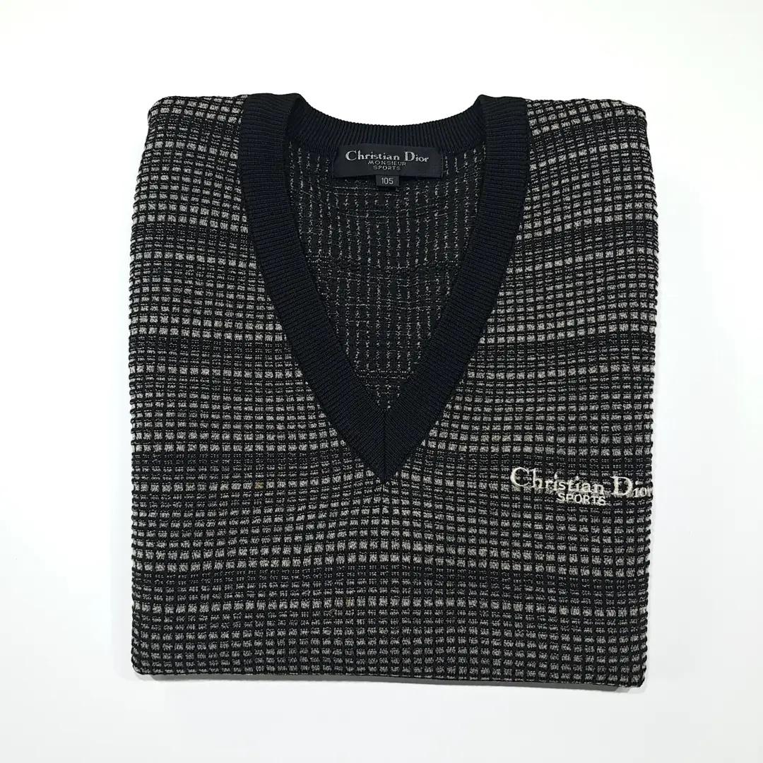 CK029 XL 디올 90s 브이넥 블랙 니트조끼 베스트 9