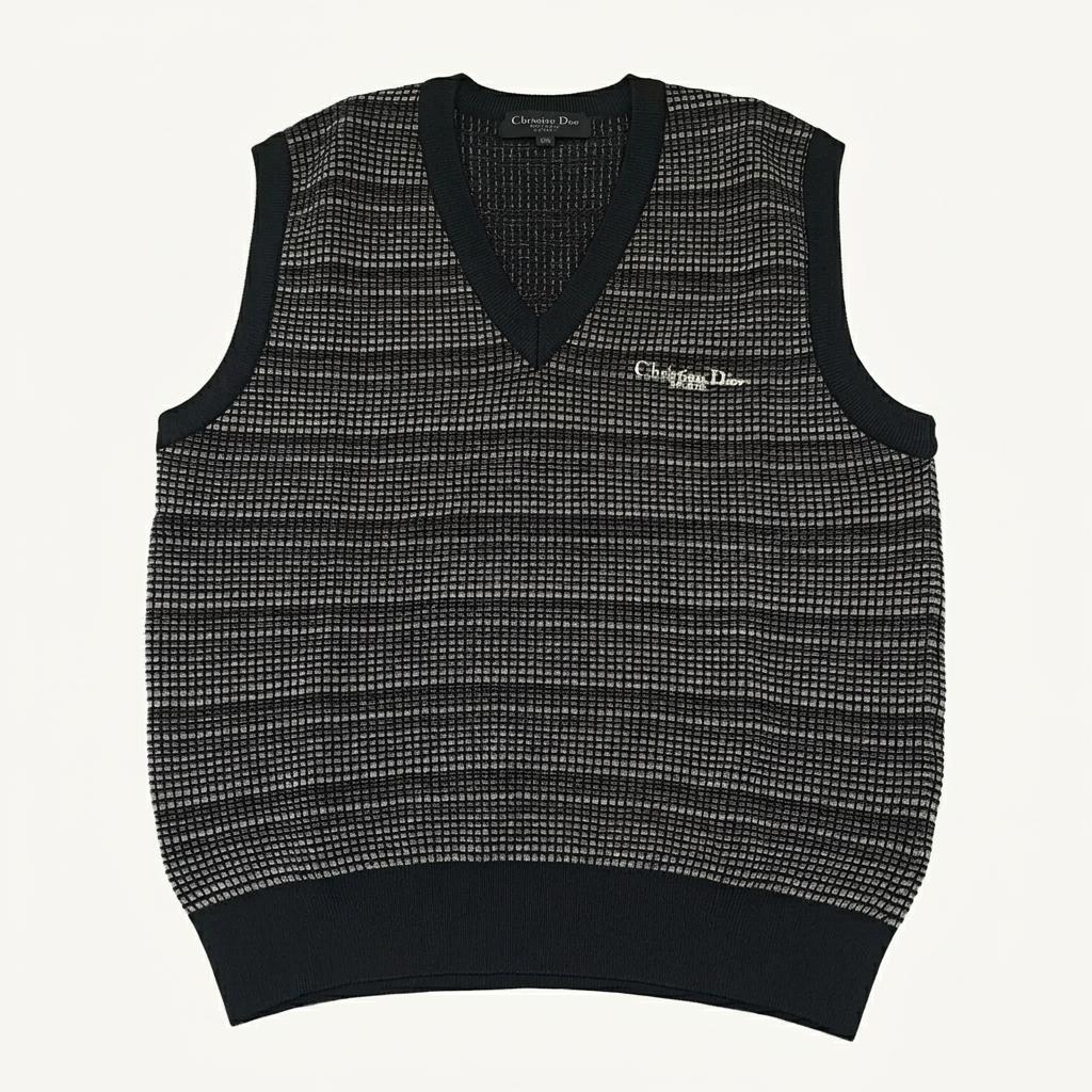 CK029 XL 디올 90s 브이넥 블랙 니트조끼 베스트 1