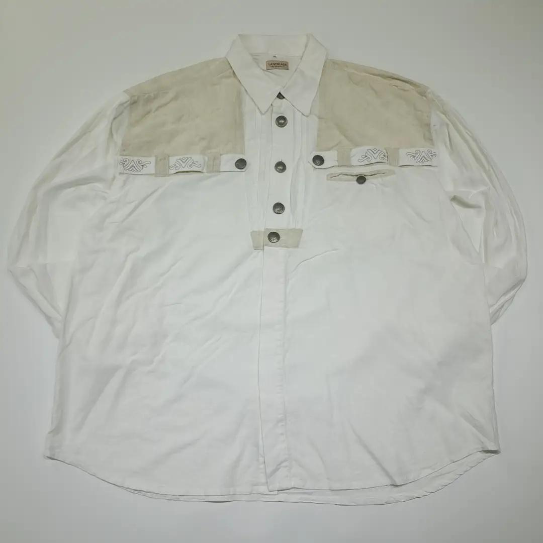 CL987 XL 란트하우스 90s 독일 트라흐텐 바바리안 린넨코튼 알펜 셔츠 2