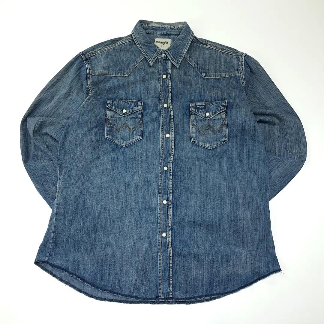 CL692 XL 랭글러 90s 코튼 웨스턴 미디엄블루 데님셔츠 남방 2