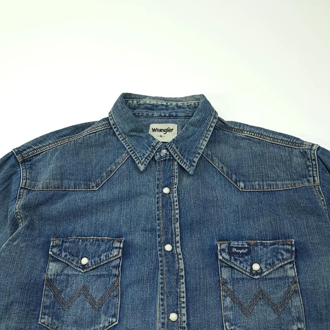 CL692 XL 랭글러 90s 코튼 웨스턴 미디엄블루 데님셔츠 남방 3