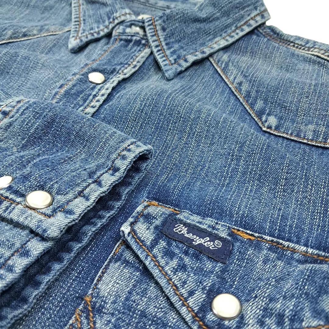 CL692 XL 랭글러 90s 코튼 웨스턴 미디엄블루 데님셔츠 남방 5