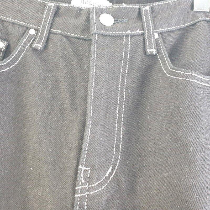 ANSWER 여자S 블랙 면 팬츠 M6098 4