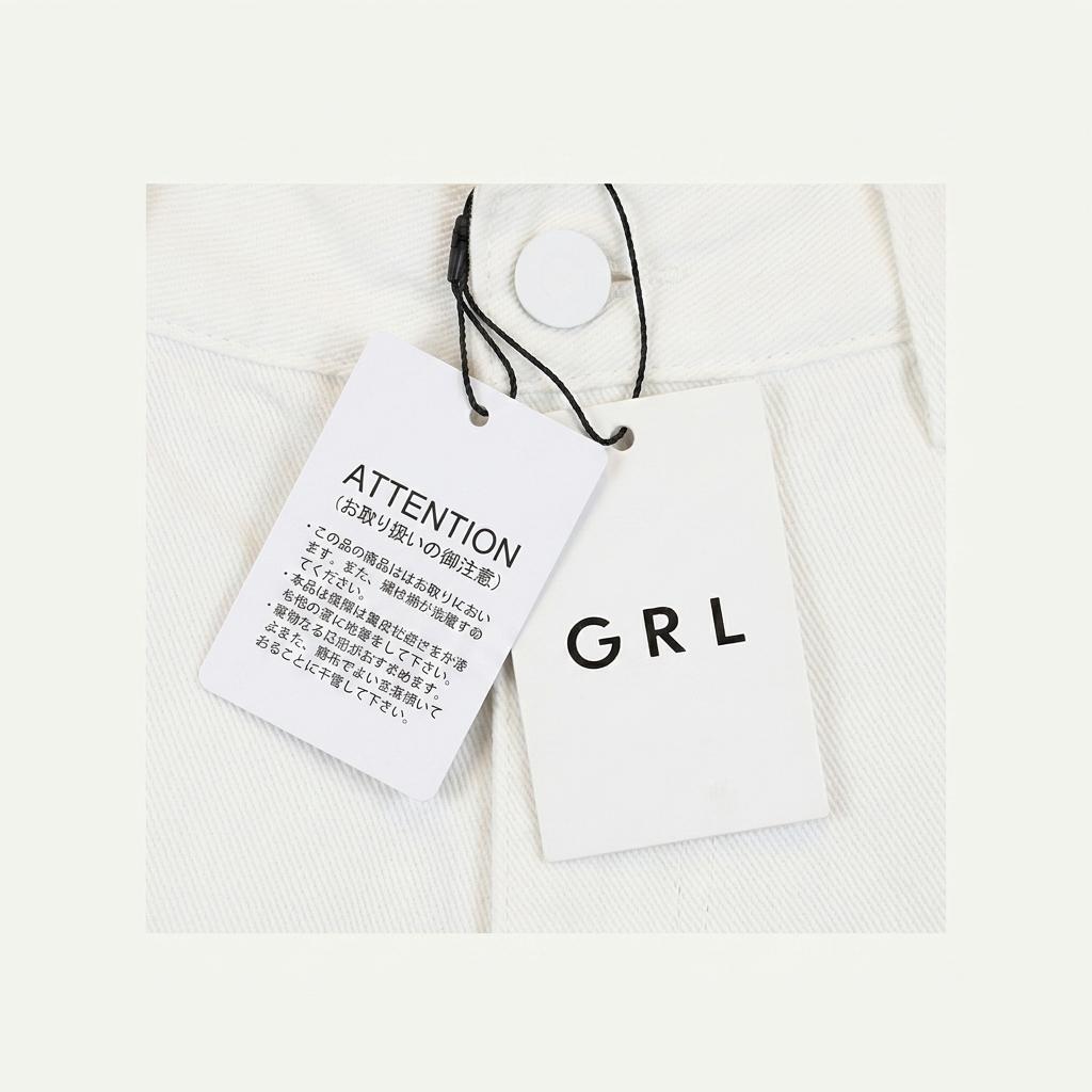 GRL 화이트 코튼 프린지 슬릿 팬츠(미사용품) 1