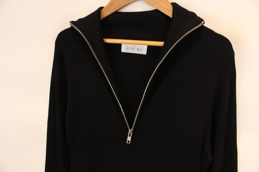 [PLUS OTO.HA] black color zipup Long onepiece 6