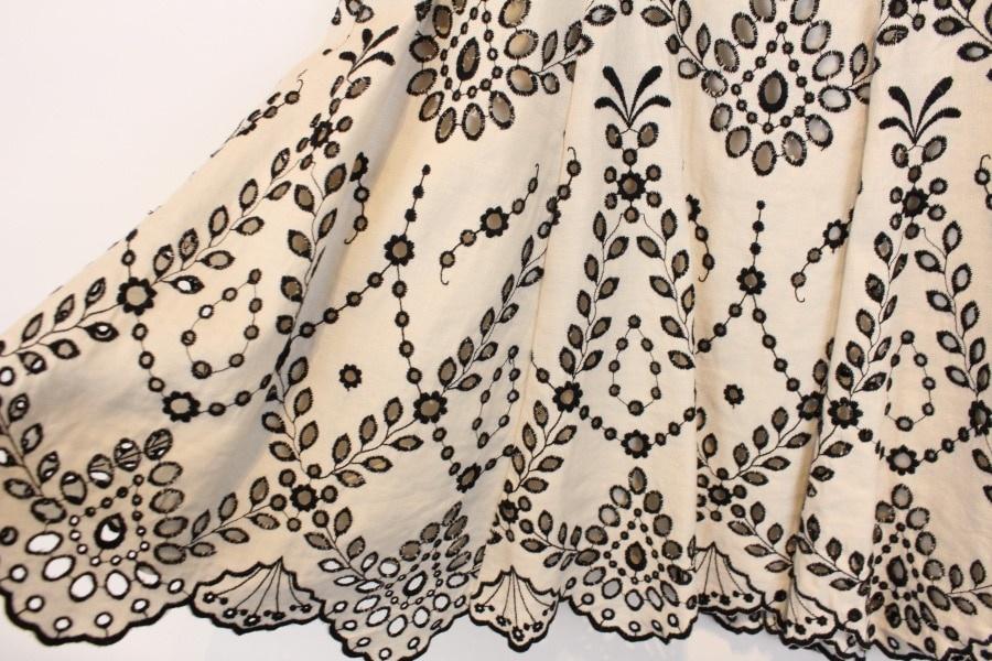 TYCHEZ VINTAGE LINEN 린넨54% 블랙 플라워펀칭 스커트 6