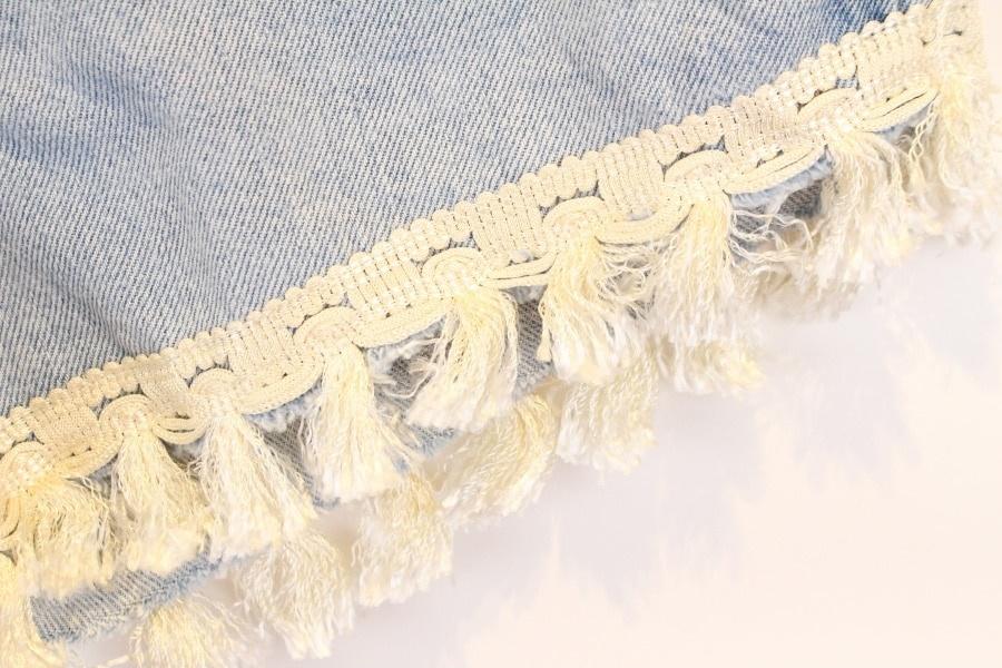 RE+PLUS lace fringe Denim shot pants 6