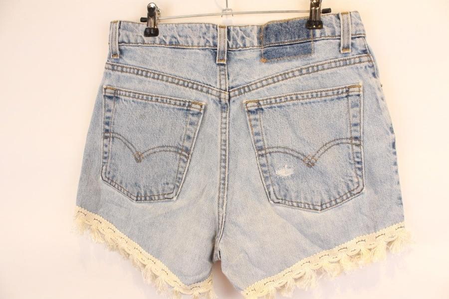 RE+PLUS lace fringe Denim shot pants 7