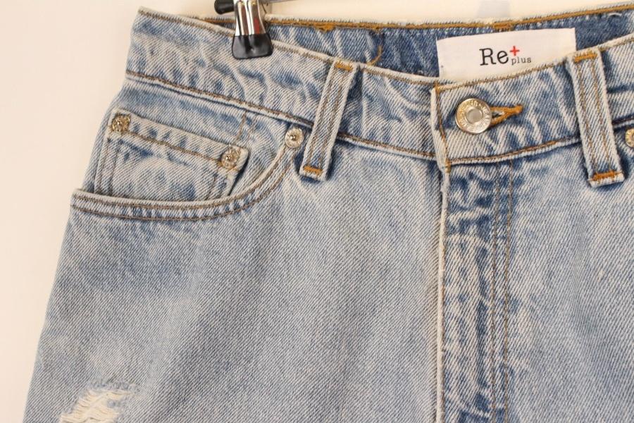 RE+PLUS lace fringe Denim shot pants 3