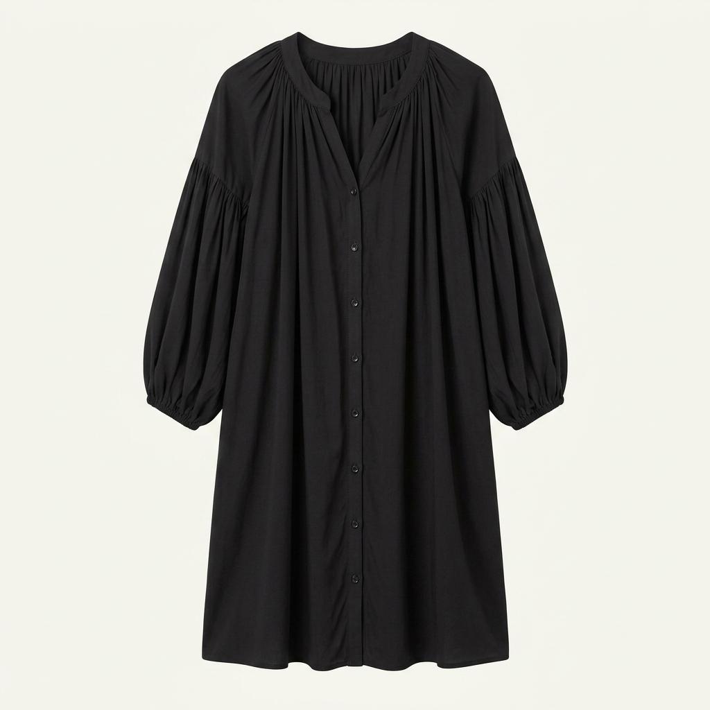 BODY DESSERT cotton poly black button onepiece 1