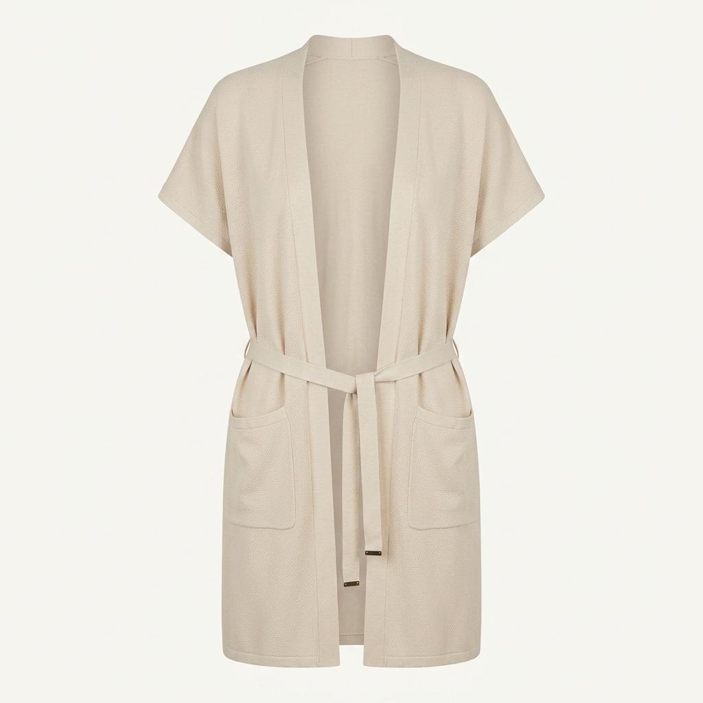 TYCHEZ VINTAGE cotton nylon beltid long cardigan 1