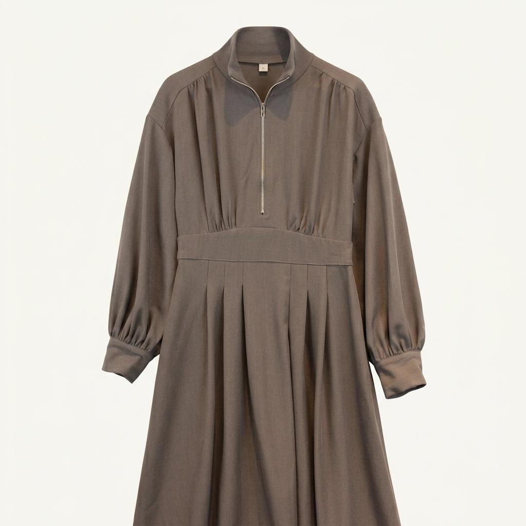 Rag Out high string gray onepiece 하이넥 집업카라 그레이 원피스 1