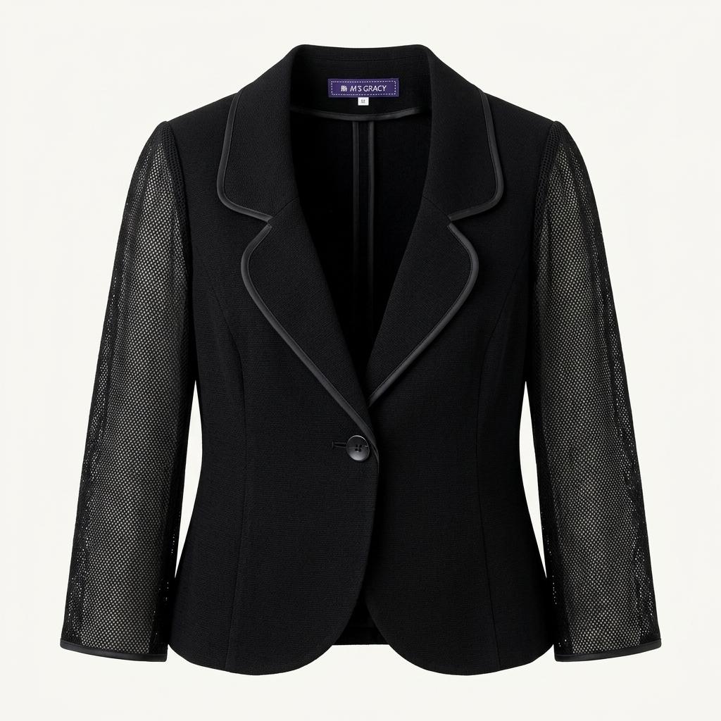 M's GRACY LINEN11% 블랙 린넨 시스루 자켓 1