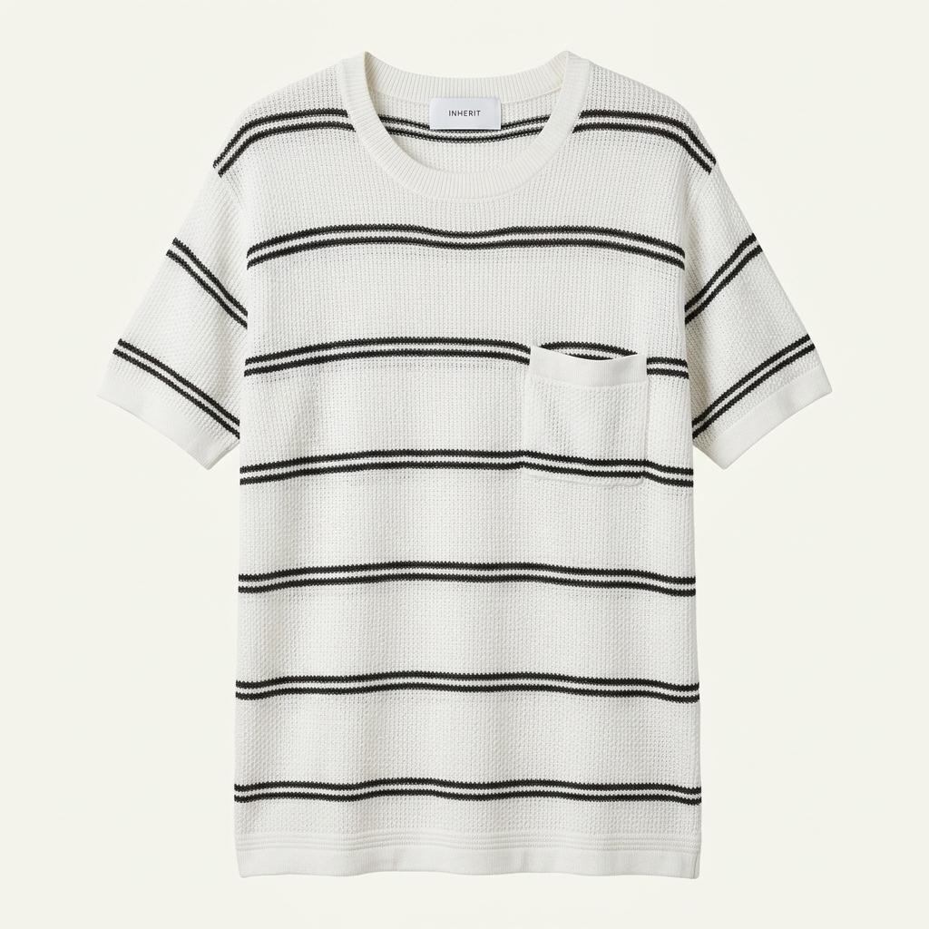 INHERIT LINEN 린넨 블랙+화이트 스트라이프 탑 1