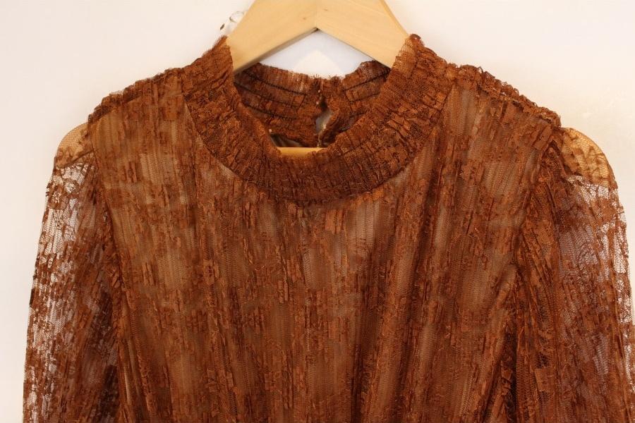 CLEAR POLY brown flower lace onepiece 4