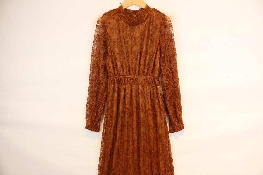 CLEAR POLY brown flower lace onepiece 2