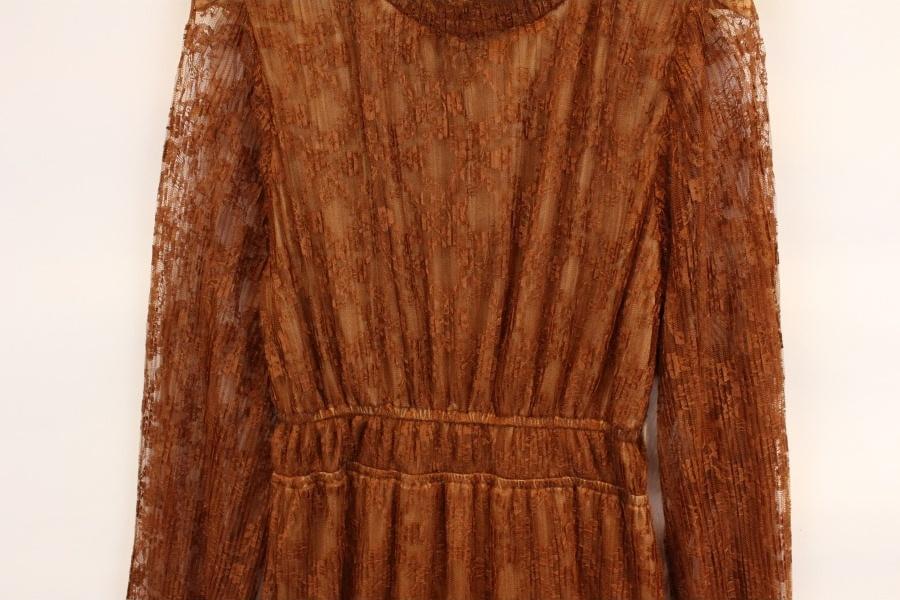CLEAR POLY brown flower lace onepiece 5