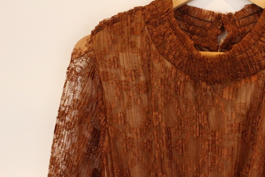 CLEAR POLY brown flower lace onepiece 3
