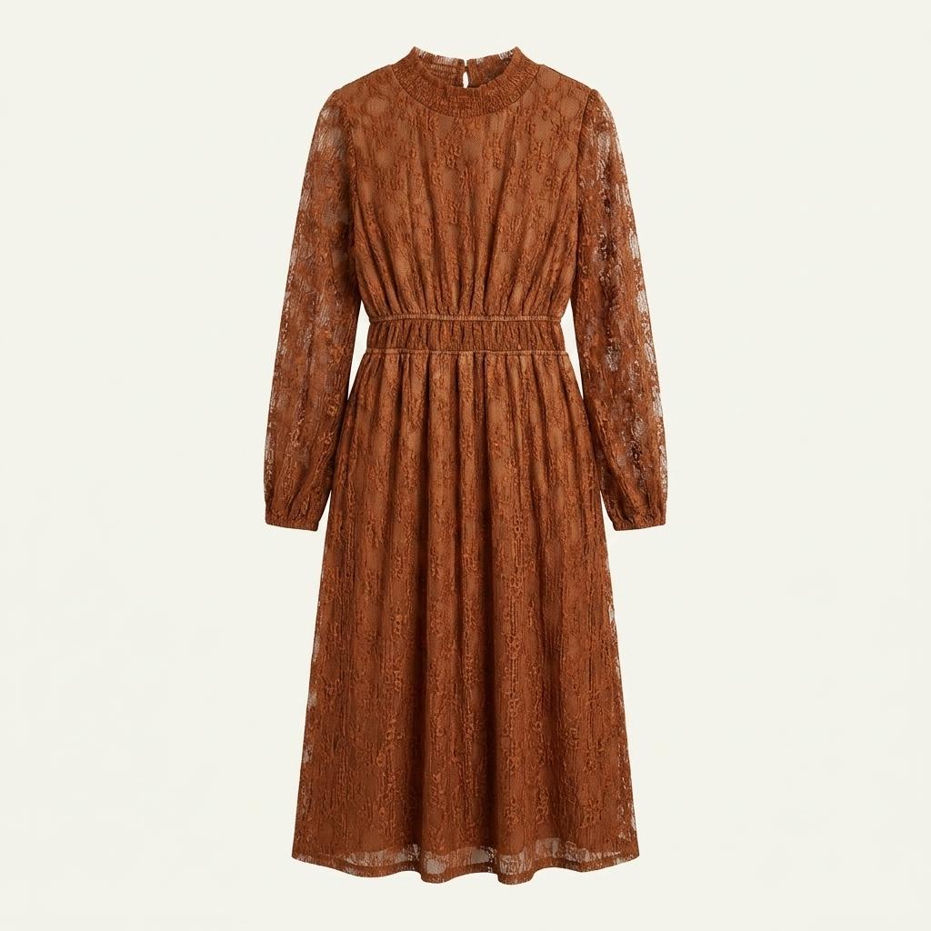 CLEAR POLY brown flower lace onepiece 1