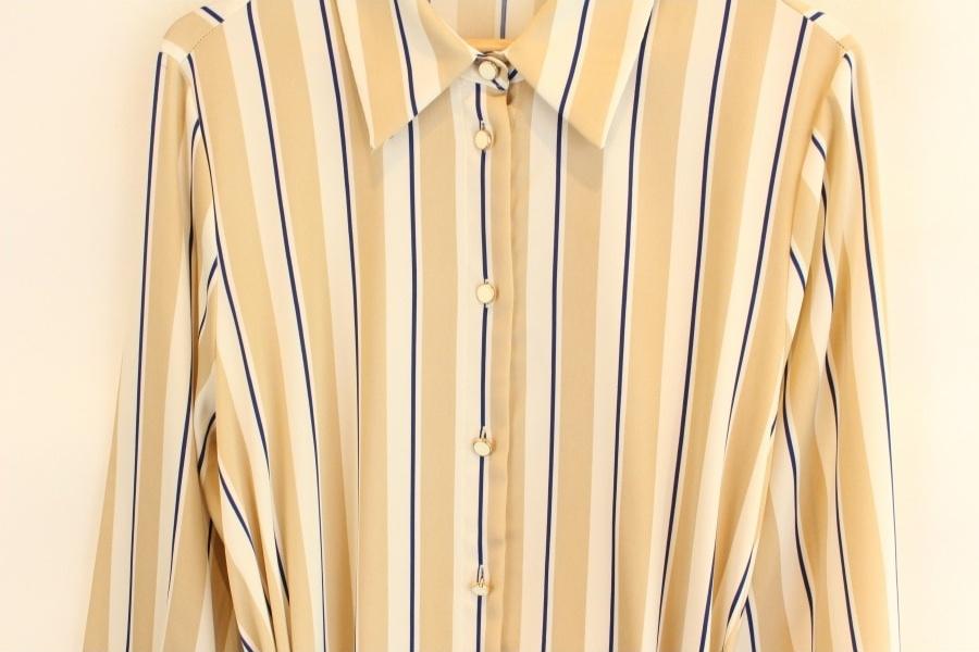 ZARA stripe pattern beltid button onepiece 5