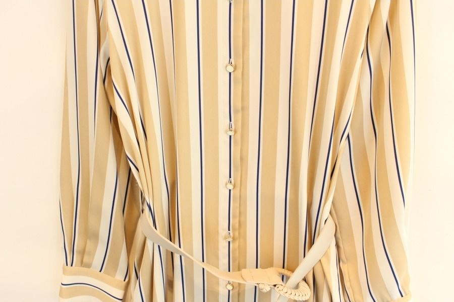 ZARA stripe pattern beltid button onepiece 6