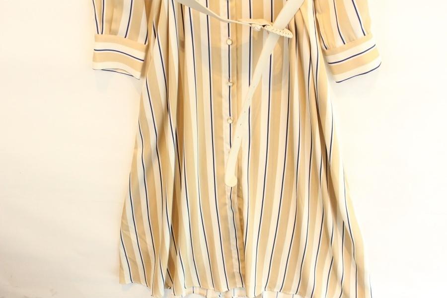 ZARA stripe pattern beltid button onepiece 7