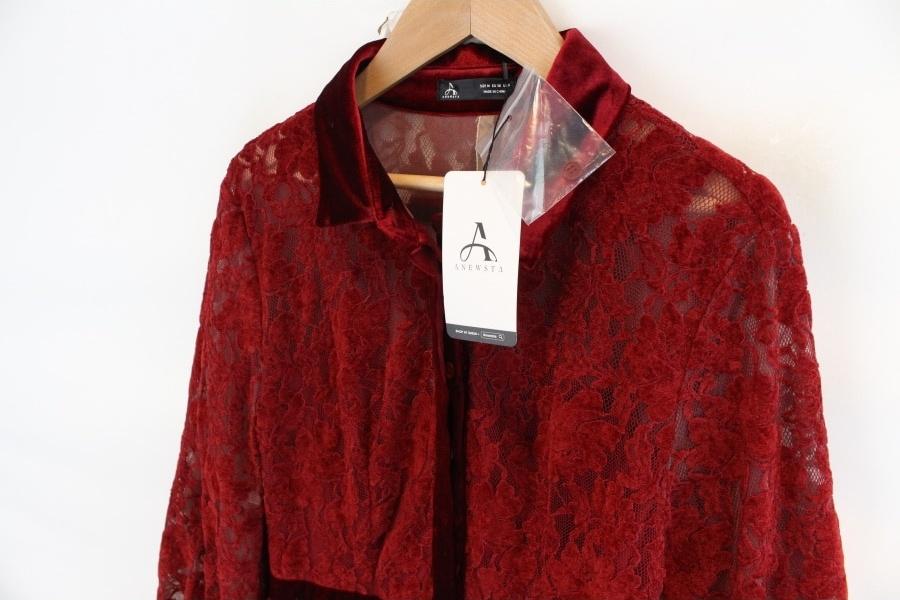 ANEWSTA by Shein velvet flower lace see through 11