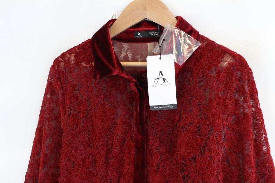 ANEWSTA by Shein velvet flower lace see through 4