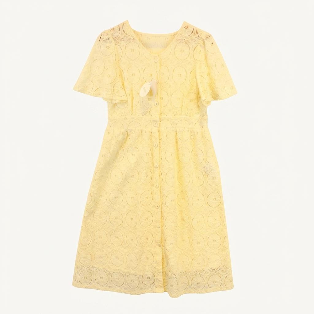 Chico cotton nylon lemon lace button onepiece 1