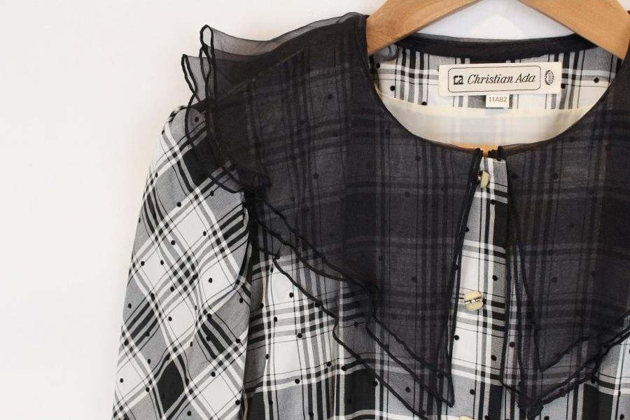 Christian Ada black Dot silk lace collar 블랙 3