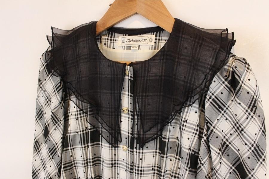 Christian Ada black Dot silk lace collar 블랙 5