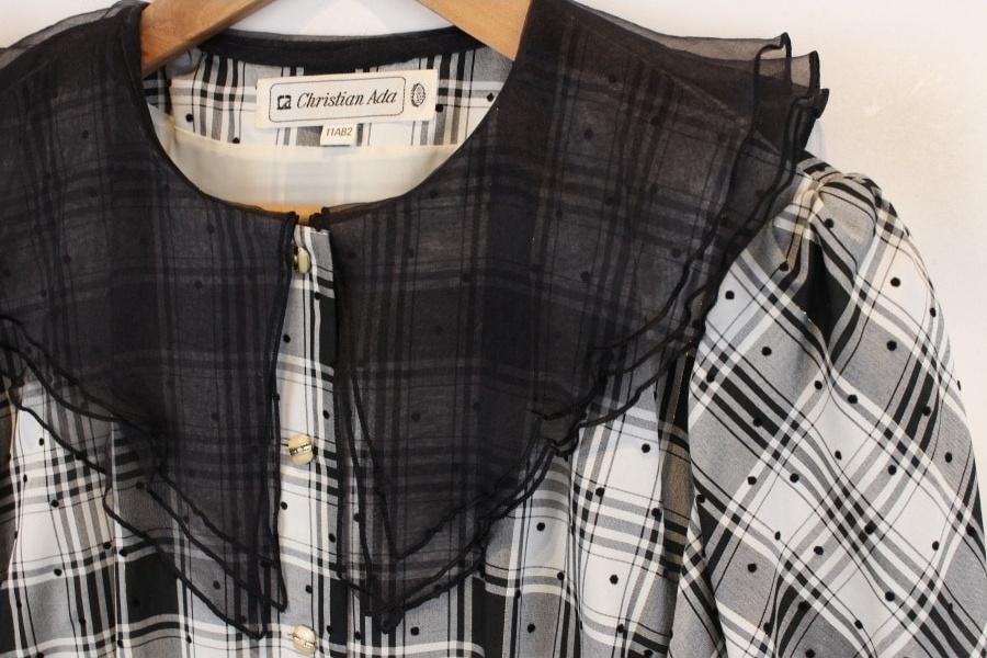 Christian Ada black Dot silk lace collar 블랙 4